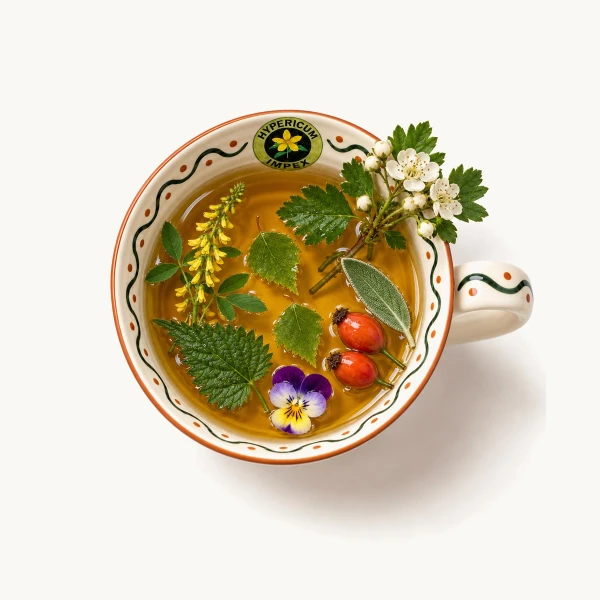 Ceai vrac din Păducel, Sulfină, Mesteacăn și alte 5 plante pentru circulație periferică, tensiune normală și sănătate cardiovasculară. Vasodilatator natural.