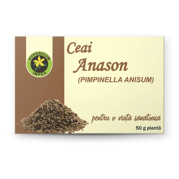Ceai Anason vrac din Pimpinella anisum. Reduce balonarea și colicile, stimulează lactația și expectorarea. 50g, natural. Comandă online.