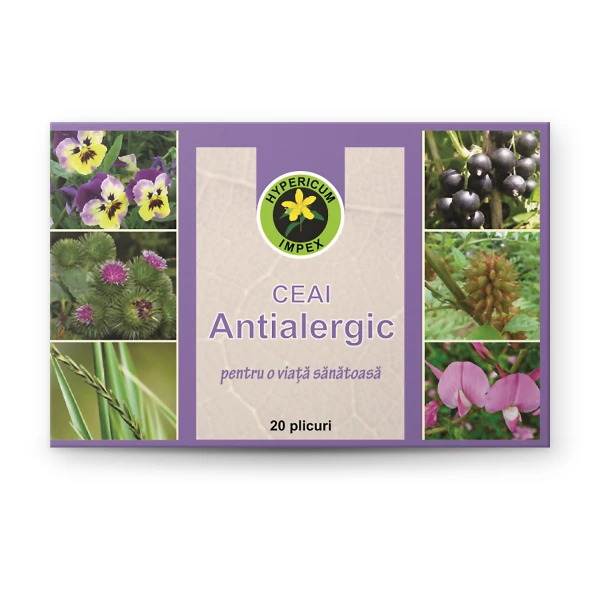 Ceai Antialergic Hypericum cu 6 plante medicinale. Modulează răspunsul imunitar, antiinflamator, depurativ și calmant respirator. Comandă online.