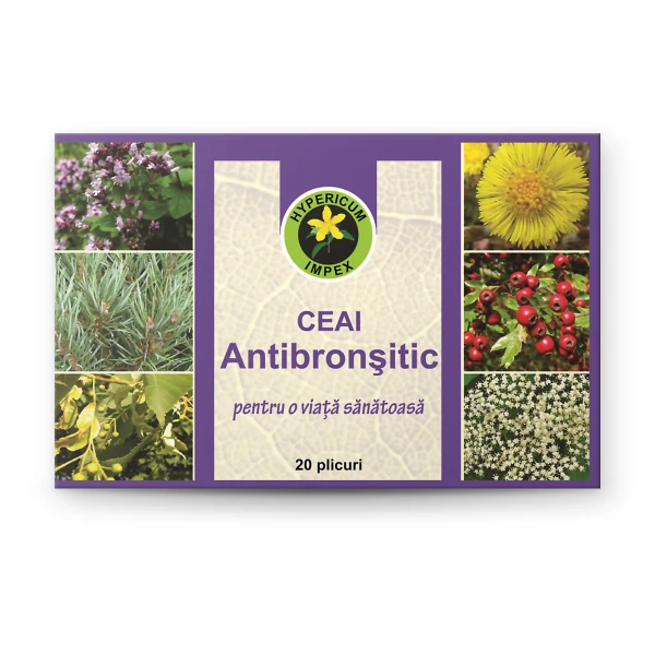 Ceai Antibronșitic cu Pin, Pătlagină, Podbal, Cimbrișor și alte plante. Susține respirația, facilitează expectorația și calmează căile aeriene.