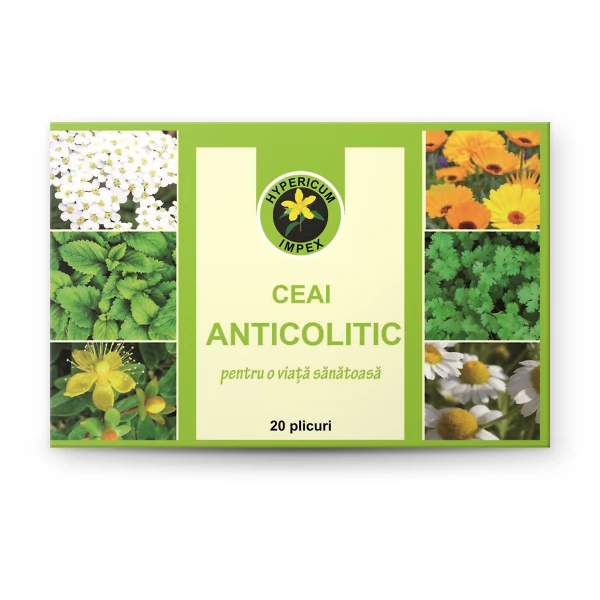Ceai Anticolitic din 6 plante – Mușețel, Mentă, Sunătoare și altele. Reduce colicile, balonarea și disconfortul digestiv. Natural și eficient.