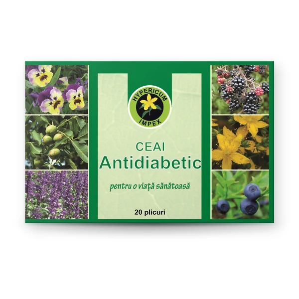 Ceai Antidiabetic din 11 plante medicinale (Afin, Fasole, Dud-negru, Salvie) pentru reglarea glicemiei, protejarea pancreasului și detoxifiere. 20 plicuri.