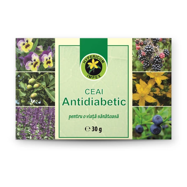 Ceai Antidiabetic vrac cu 11 plante medicinale (Afin, Fasole, Dud-negru, Salvie) pentru reglarea glicemiei, protecția pancreasului și detoxifiere. 30g.