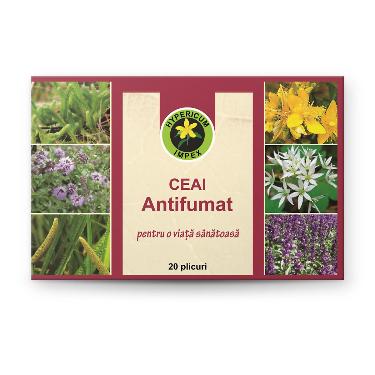 Ceai Antifumat din 7 plante medicinale (Cătină, Salvie, Sunătoare, Obligeană) pentru renunțarea la fumat, detoxifiere, protecție hepatică și cardiovasculară.