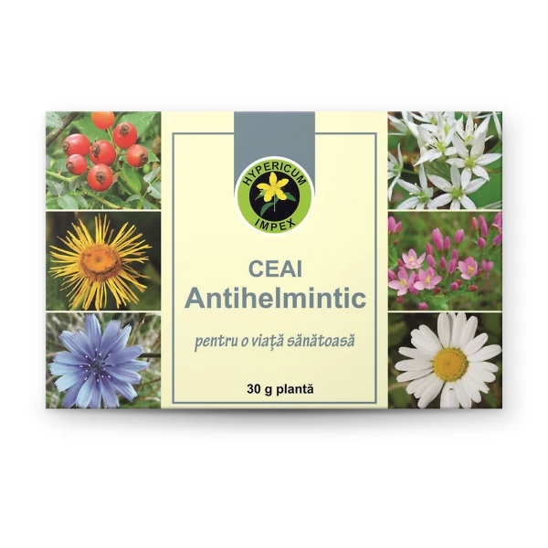 Ceai Antihelmintic vrac din 9 plante medicinale - adjuvant în combaterea lambliilor, ascarilor și oxiurilor. Acțiune vermifugă, detoxifiantă și diuretică.