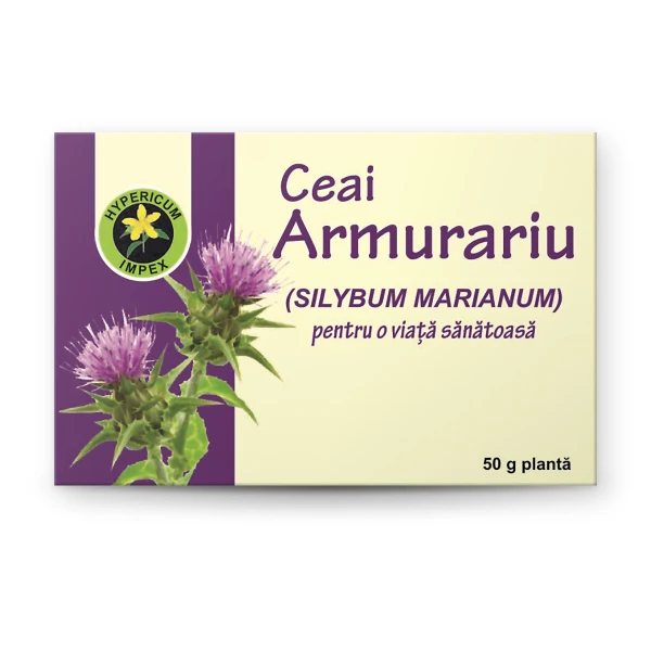 Ceai Armurariu vrac din fructe de Silybum marianum, bogat în silimarină. Protejează și regenerează ficatul, susține detoxifierea și îmbunătățește digestia.