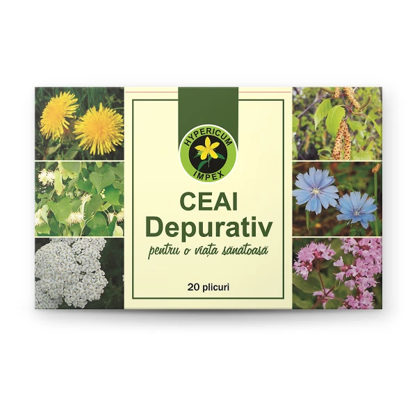 Ceai Depurativ doze — ceai medicinal pentru detoxifiant. Plante din flora spontană românească. Comandă de la Hypericum!