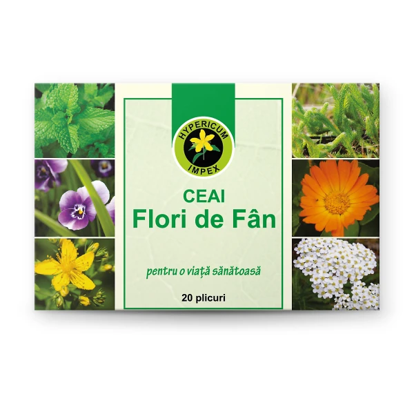 Ceai Flori de Fan doze â€” ceai natural din Flori de Fan pentru calmarea durerilor reumatice Č™i acČ›iunea antiinflamatoare. Calitate Hypericum, plicuri.