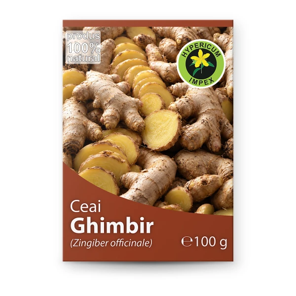 Ceai Ghimbir vrac — ceai natural din Ghimbir pentru stimularea digestiei, combaterea greței și acțiunea antiinflamatoare. Calitate Hypericum, vrac.