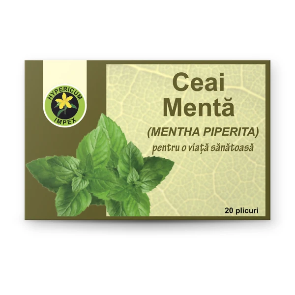 Ceai Menta doze — ceai natural din Menta pentru ameliorarea disconfortului digestiv și calmarea stomacului. Calitate Hypericum, plicuri. Comandă online!