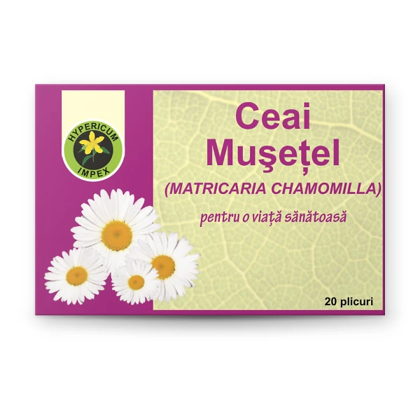 Ceai Musetel doze — ceai natural din Musetel pentru calmarea sistemului nervos și ameliorarea digestiei. Calitate Hypericum, plicuri. Comandă online!