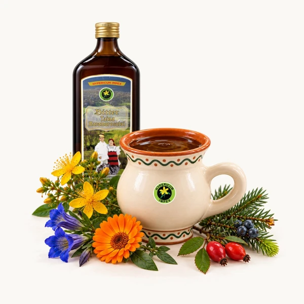 Bitter natural din 40 plante românești. Tonic general, imunitate, detoxifiere, sănătate cardiovasculară. Extract hidroalcoolic tradițional Hypericum.