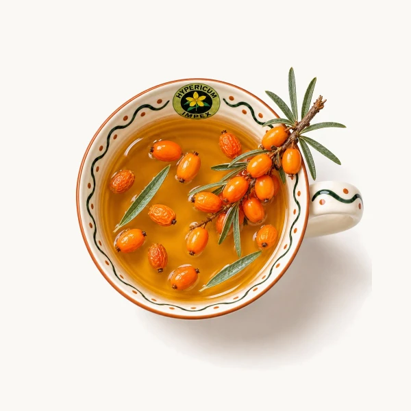 Ceai Cătină albă fructe vrac — ceai natural din Cătină-albă pentru susținerea imunității și completarea aportului de vitamina C. Calitate Hypericum, vrac.