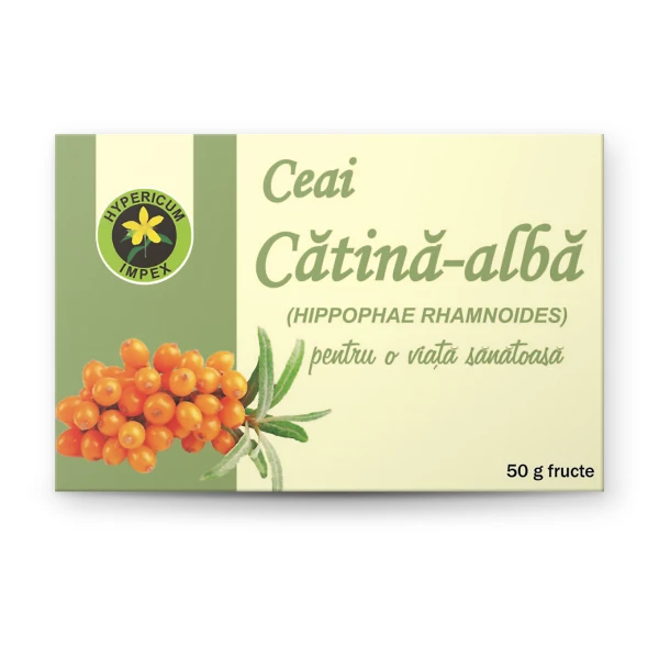 Ceai Cătină albă fructe vrac — ceai natural din Cătină-albă pentru susținerea imunității și completarea aportului de vitamina C. Calitate Hypericum, vrac.