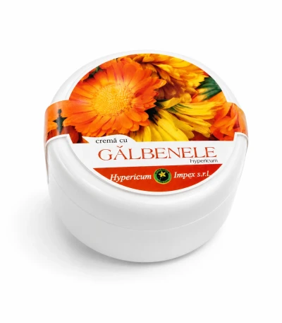 Cremă tip balsam Gălbenele susține procesele de regenerare a pielii, contribuind la refacerea tegumentului după leziuni, zgârieturi sau iritații.