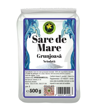 Sare de mare grunjoasă neiodată 500g