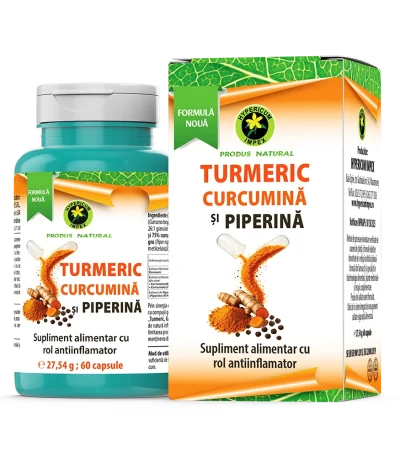 Capsule Turmeric, Curcumină și Piperină