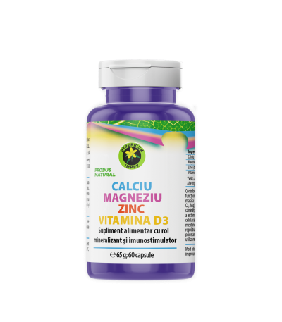 Capsule Calciu, Magneziu, Zinc, Vitamina D3