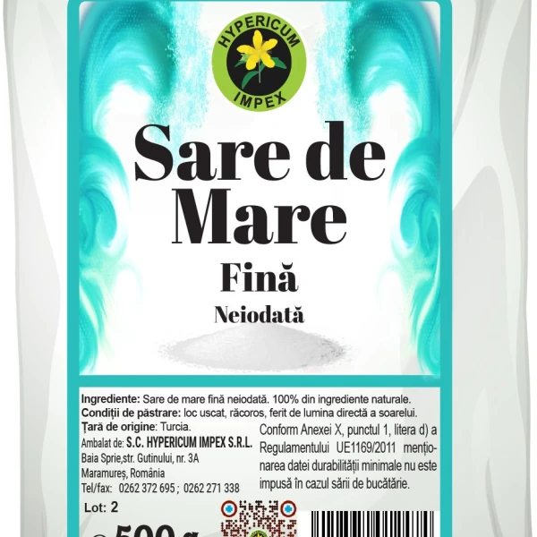 Sare de mare fină neiodată 500g