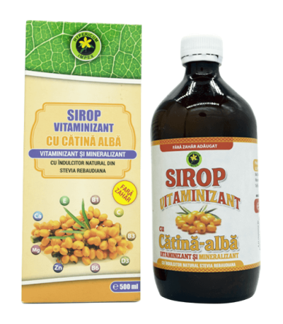 Sirop Vitaminizant cu Catina alba fara zahar cu Stevia 500ml