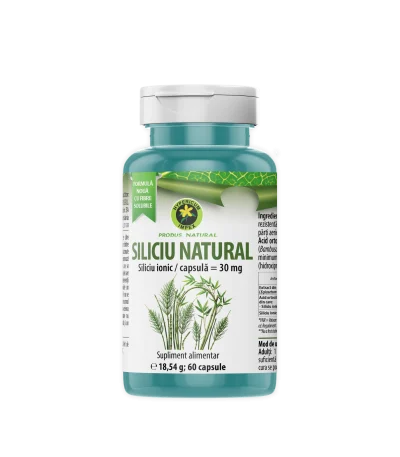 Capsule Siliciu Natural - Supliment alimentar cu rol de completare a aportului alimentar de siliciu și menținere a sănătății osteoarticulare