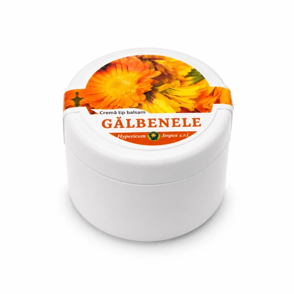 Cremă tip balsam Gălbenele susține procesele de regenerare a pielii, contribuind la refacerea tegumentului după leziuni, zgârieturi sau iritații.