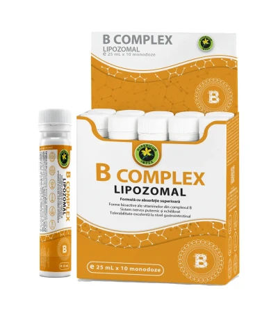 B Complex Lipozomal de la Hypericum contribuie la completarea necesarului zilnic din aceste vitamine și favorizează absorbția și utilizarea lor corectă în organism.