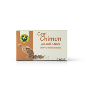 Ceai de Chimen, recunoscut pentru proprietățile sale carminative, calmante la nivel gastric și intestinal, digestive și de stimulare a secrețiilor salivare, gastrice, intestinale și pancreatice.