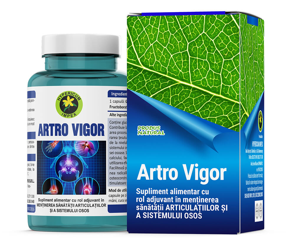 Capsule Artro Vigor - supliment alimetar ce protejeaza și favorizeaza buna funcționare a sistemului articular și a sistemului osos.