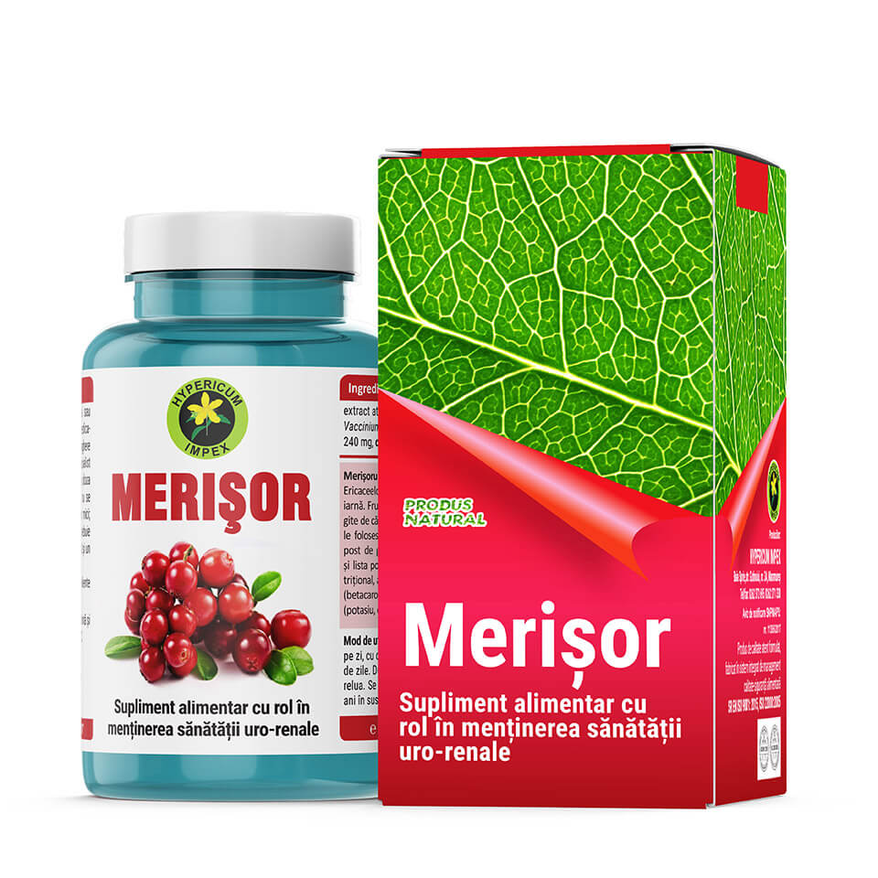 Capsule Merisor - supliment alimentar natural, atent formulat pentru sustinera si menținerea bunei funcționări a tractului urinar.