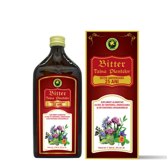 Bitter Taina Plantelor Editie Aniversara 25 ani Rosu 200ml - este un extract natural hidroalcoolic, obținut din 33 de plante medicinale.