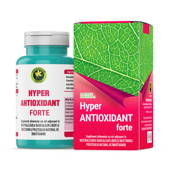 Capsule Hyper Antioxidant Forte - adjuvant în limitarea stresului oxidativ și încetinirea ritmului de înaintare în vârstă.